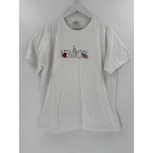 Vintage New York T Shirt Womens XL White Embroidered Statue of Liberty USA Flag